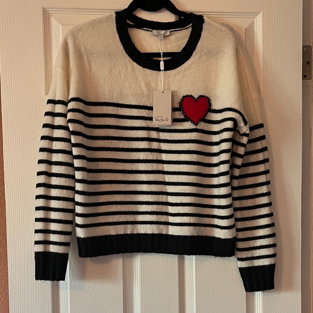 Rails Striped Sweater with Heart Accent